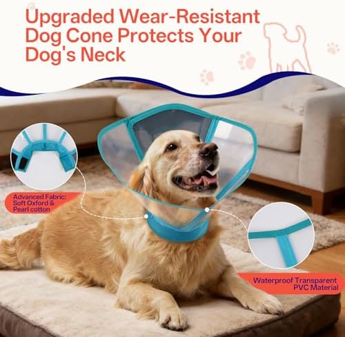 Soft Foldable Dog Cone Collar - Adjustable Elizabethan Collar for Dogs After Surgery, Waterproof Soft Recovery Collar to Stop Licking, Fits Small Medium Large Dogs, Blue, S