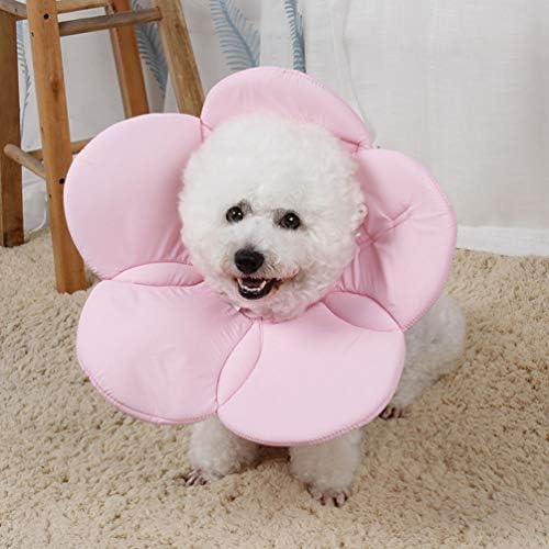 POPETPOP Flower Necklace Pet Recovery Collar - Adjustable Dog Cat Cone Collar Soft Elizabethan Protective Collars Dog Cones After Surgery for Cat and Puppy (Pink) Flower Choker Necklace
