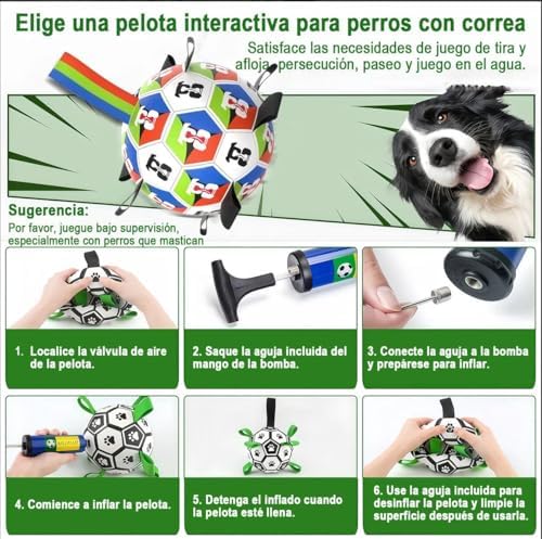 HEYLIFE Interactive Dog Soccer Ball Toy with Straps for 20-90 lbs Dog