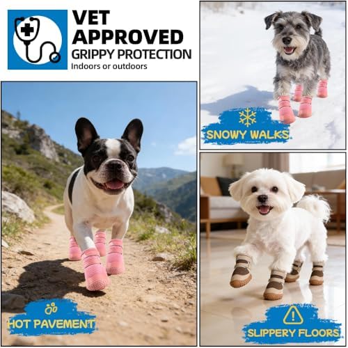 Dog Shoes for Small Dogs, Pink, Size 2