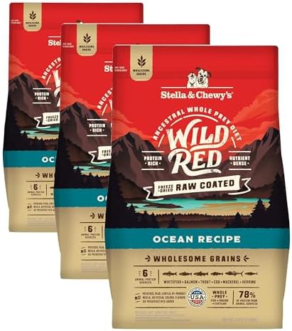 Stella & Chewy's Wild Red Dry Dog Food Raw Coated High Protein Wholesome Grains Ocean Recipe, 3.5 lb. Bag (Pack of 3)