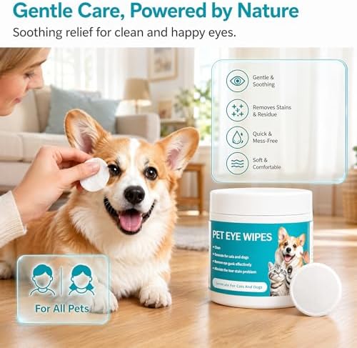Carepets Eye Wipes for Sensitive Eyes, Carepets Eye Defense Wipes, Gentle Textured Tear Stain Remover for Dogs and Cats, 100 Count (1pc)