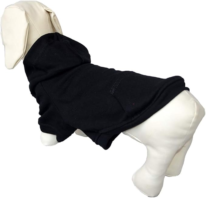 Lovelonglong Blank Basic Hoodie Sweatshirt for Dogs 100% Cotton Fits Small Medium Dachshund Large Dog Black D-S