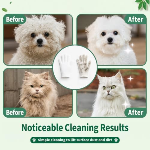 Disposable Pet Glove Wipes 6 Count, No‑Rinse Thick Wipes for Dogs&Cats