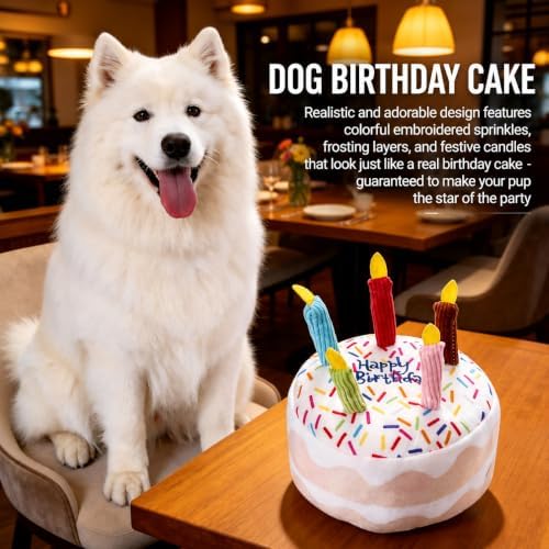 Dog Birthday Cake Squeak Toys, 1 Pcs (Box)