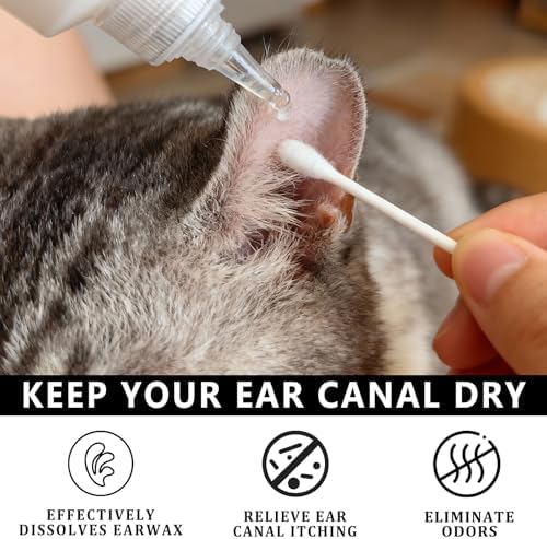 Dog Ear Cleaner Solution & Medicated Ear Drops for Dogs - Ear Infection Treatment for Itchy, Smelly Ears, Wax Buildup and Healthy Cleaning Maintenance (2 fl oz)