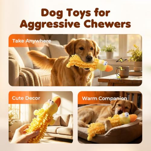 LECDOA Plush Squeaky Dog Toys, Soft Bite Resistant Chew Toys, Pig