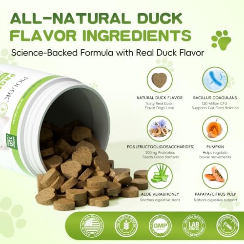 150 PCS Probiotics for Dogs, Dog Probiotics for Digestive Health and Diarrhea, Allergies & Immune Support Dog Probiotic Supplement, Daily Probiotics for All Dogs, Natural Duck Flavor