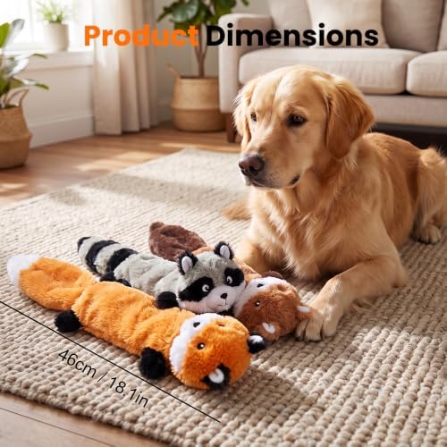 Durable Squeaky Dog Toys for Aggressive Chewers, Indestructible Stuffed Dog Toy for Small Medium Large Dogs, Interactive Chew Teething Puppy Toy for Indoor Outdoor Play (Black White)