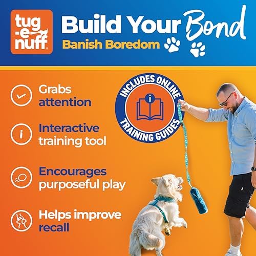 Tug-E-Nuff Faux Fur Squeaky Bungee Chaser Dog Toy (Lilac), 46.5 in