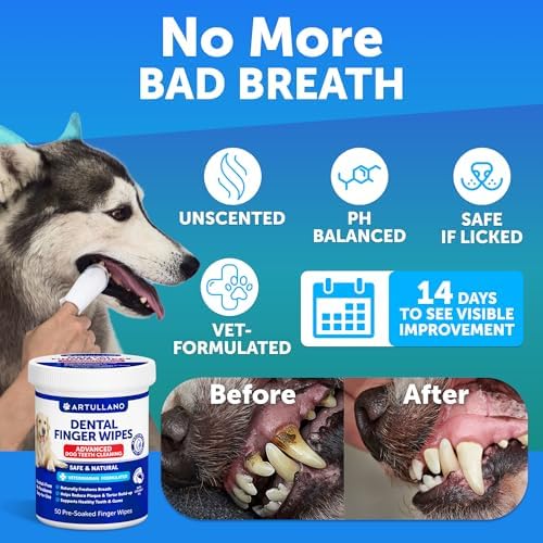 Dental Finger Wipes for Dogs Teeth - 50 Count - Unscented Dog Dental Wipes