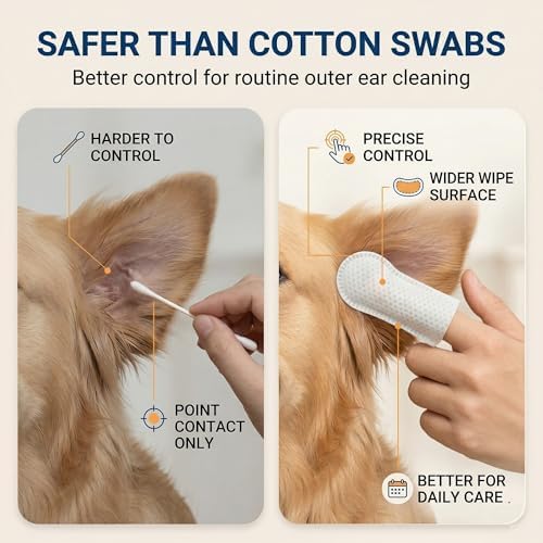 Dog Ear Finger Wipes, 150 Count, Alcohol-Free Ear Cleaner