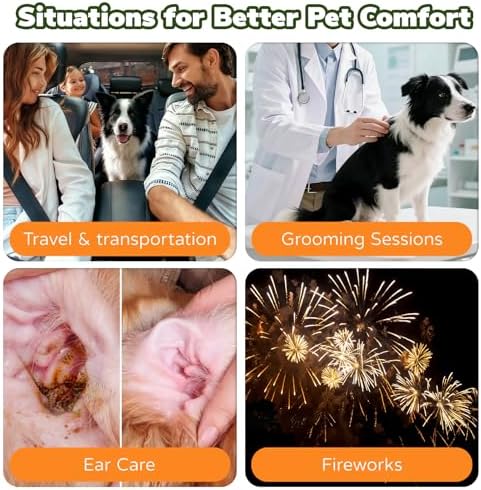 Dog & Cat Calming Band Cat Anxiety Relief Cover,Double Layer Thickened Pet Ears Elastic Neck Band Noise Cancelling Ear Muffs for Anxiety Relief/Noise Protection,Grooming,Thunder,Fireworks
