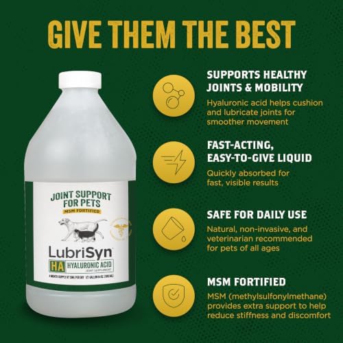 LubriSyn HA Hip & Joint Supplement Plus MSM for Dogs & Cats, 64 oz