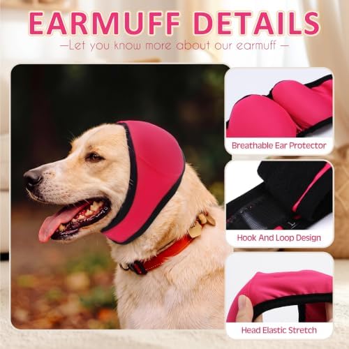 Aliceset 1pcs Dog Ear Muffs, Quiet Ears for Dogs,Pink,M