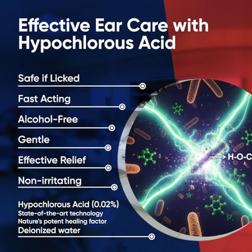 EARMYCIN Ear Infection Treatment Drops for Dogs and Cats,with 0.02% Hypochlorous Acid Soothing Dog Yeast Infection, Itchy Ear Relief-Treats Ear Infections for Dogs & Cats (0.33 fl oz)