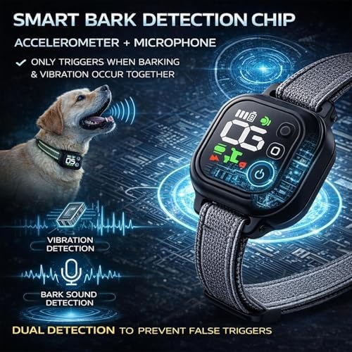 Dog Bark Deterrent Devices,Waterproof Rechargeable Smart Collar,Anti Barking Training with 8 Adjustable Sensitivity Beep Vibration for Small Medium Large Dogs. (Black)