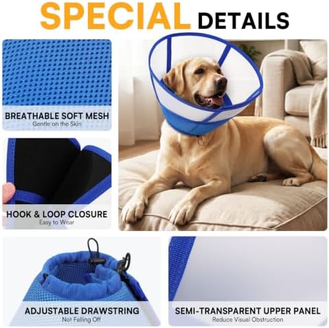 Queenmore Dog Cones for Medium Dogs, Soft Dog Cone for Wound Protection