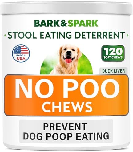 No Poo Chews for Dogs - Coprophagia & Stool Eating Deterrent with Probiotics, Digestive Enzymes & Breath Aid Support - Stop Dog Poop Eating - Made in USA - 120 Soft Chews - Duck Liver