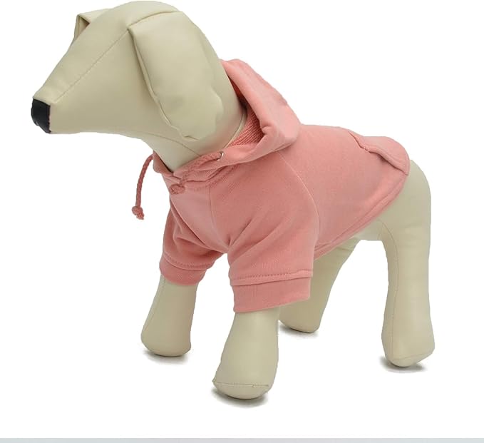 Lovelonglong Blank Basic Hoodie Sweatshirt for Dogs 100% Cotton Fits Small Medium Dachshund Large Dog Lotus-Pink XS