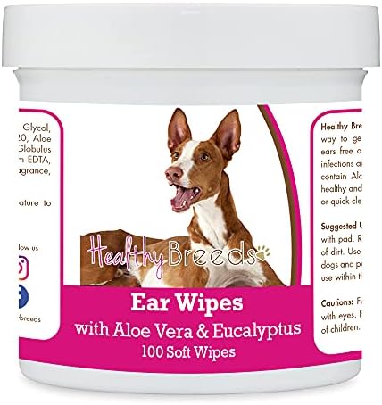 Healthy Breeds Ibizan Hound Ear Cleaning Wipes with Aloe & Eucalyptus for Dogs 100 Count