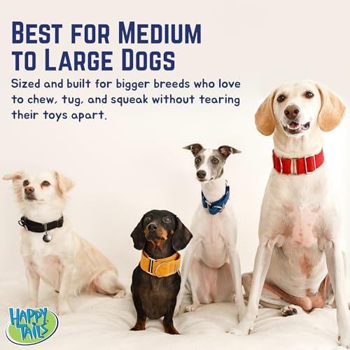 Happy Tails Durable 13" Frog Dog Toy for Medium to Large Dogs - Engaging Squeaky Toy + Reinforced Stitching - Made from Safe Polyester Material - Perfect for Chewing, Tugging, Playtime