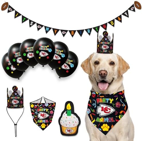 NFL Kansas City Chiefs Pet Birthday Party Balloons Set of 6 Licensed NFL Football Team Dog & Cat Birthday Party Decoration Sports Theme Dogs B-Day Pawty Balloon Celebration