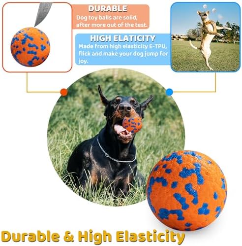 Dog Balls, Indestructible Dog Toy Ball for Aggressive Chewers, Durable High Elasticity Interactive Ball for Training Dog Catch and Fetch, Large Medium Small Dog and Puppies(Orange, 2.5in, 2pcs)