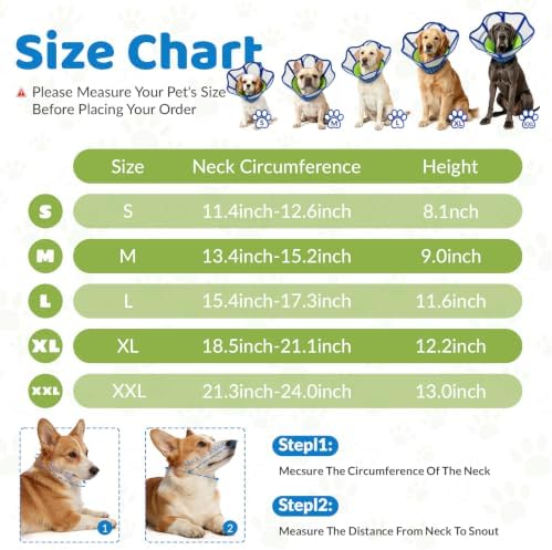 Upgraded Dog Cone Collar After Surgery,Soft Breathable Dog Cone with Double Layer Design,Adjustable Transparent Recovery Collar,Elizabeth Cones Alternative for Large Medium,Small Dogs (XXL)