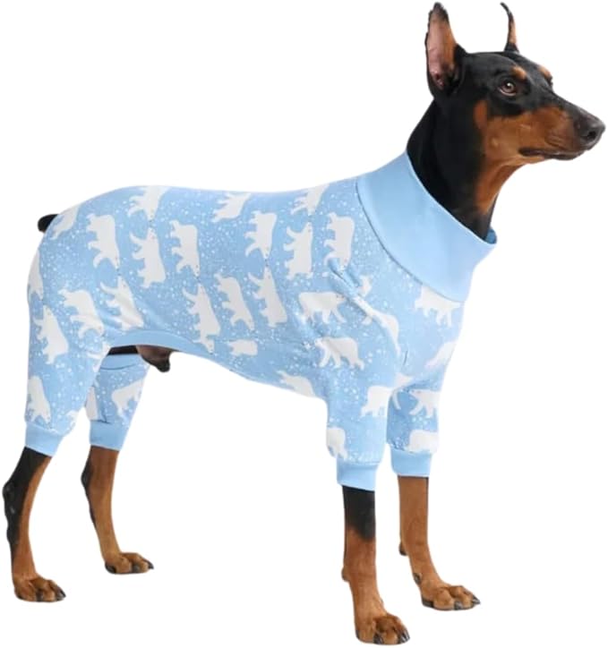 Spark Paws Dog Pajama, Dog Recovery Suit Male, Onesie, Ultra-Soft and 4-Way Stretch, for Small Medium and Large Breeds - Snowy Polar Bear - 4XL