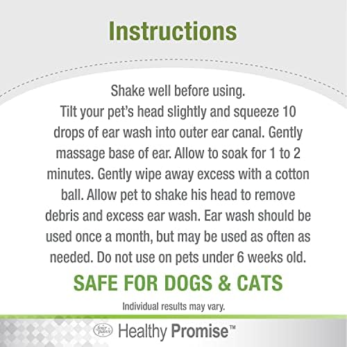 Four Paws Healthy Promise Pet Ear Wash for Dogs and Cats, 4 oz