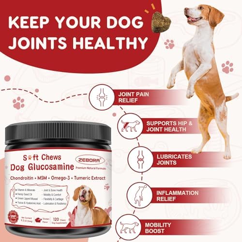 ZEBORA Glucosamine for Dogs, Dog Joint Supplement 120 Soft Chews