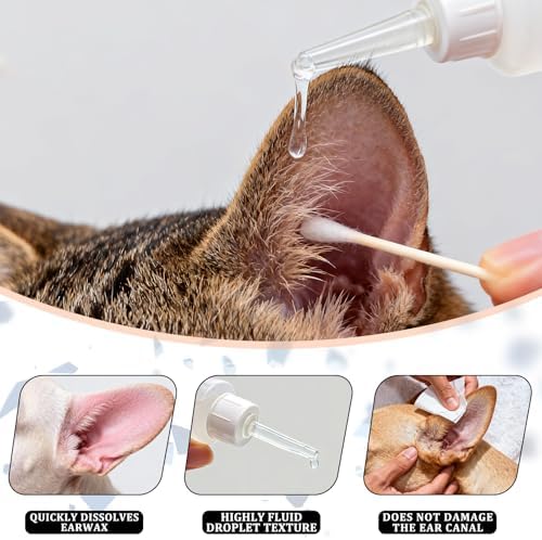 Dog Ear Infection Treatment, Dog Ear Cleaner, Ear Infection Treatment for Dogs & Cat, Gentle Cleaning Solution for Smelly Ears, Excess Wax & Mite Care - Itchy Ear Relief (2 fl oz)