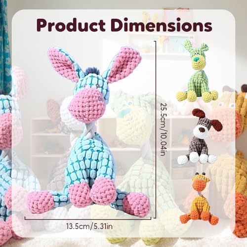 Eadwe 2026 New Dog Toys, Indestructible Plush Dog Toy, Dogs Toys for Aggressive Chewers, Dogs Squeaky Chew Toy for Indoor Pups Teething (I)
