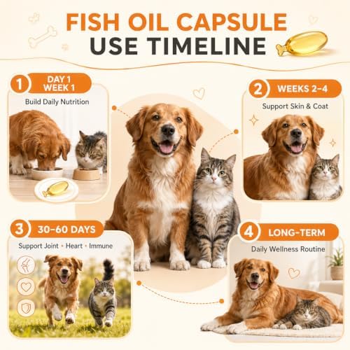 PUAINTA Omega 3 Fish Oil for Dogs & Cats, 80% EPA DHA Softgels