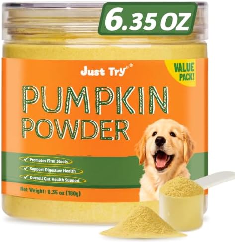 Just Try Pumpkin Powder for Dogs Fiber Supplement Digestive Support 6.35 oz