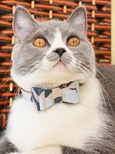 Small Dog Collar Set, 2Pcs Puppy Cat Collar with Bow Tie & Bandana, Durable PU Leather Canvas Tiny Pet Scarf for Small Breed Pets camo-Green