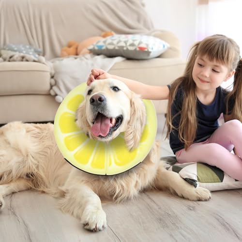Adjustable Inflatable Dog Cat Cone Collar for Surgery Recovery, Soft Cone for Dogs & Cats, Portable & Washable Dog Donut Collar, Small Cat Cone E Collar (Yellow XS)