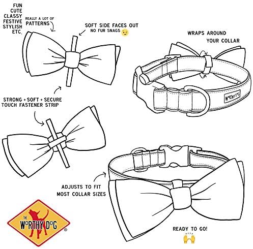 THE WORTHY DOG Spring Patterns Pet Bow Ties for Dogs & Cats, Coral Plaid