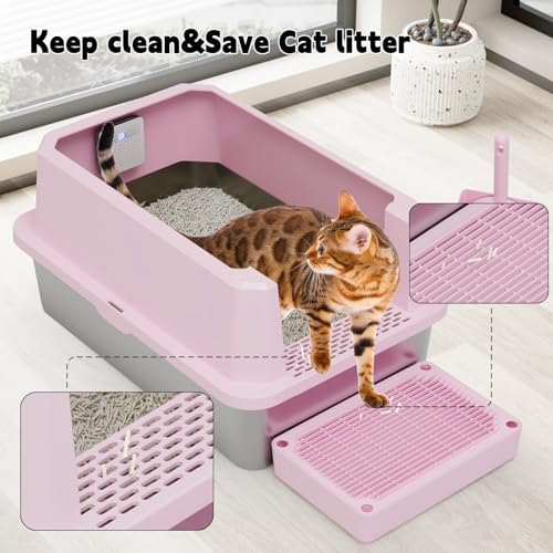 RIZZARI High-Sided Large Cat Litter Box: 2-Pack for Multi-Cat Use