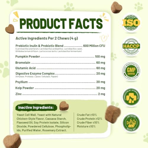 200 Ct 2-in-1 No Poo & Breath Chews for Dogs Stool Eating Coprophagia Deterrent Stop Dog Poop Eating Fresh Breath Reduce Plaque Tartar with Kelp Powder Zinc Probiotics Digestive Enzymes Chicken Flavor
