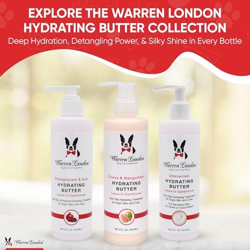 Warren London Hydrating Butter Leave in Pet Conditioner for Dogs | Lotion for Skin and Coat | Aloe Puppy & Dog Conditioner for Hair Detangler, Dry Skin, & Pet Fur Dandruff | Made in USA | Guava 8oz