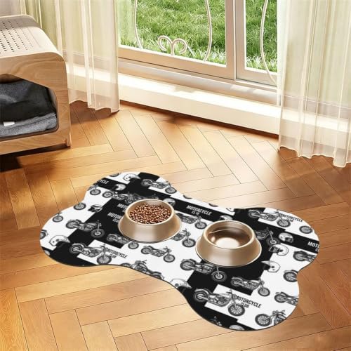 Dog Food Mat Bone Shaped Motorcycle Equipment Pet Feeding Mat