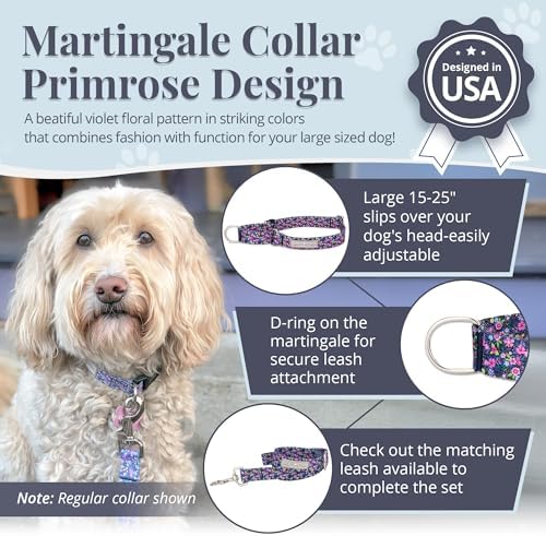 Lucky Love Dog Martingale Collar for Medium Dogs No Slip – Primrose, Medium