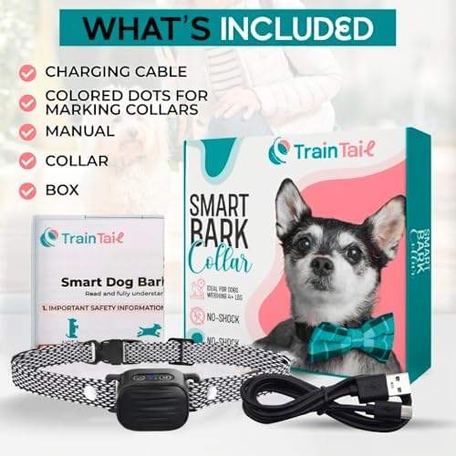 Bark Collar for Small/Medium Dogs, No Shock Anti Bark Collar, Rechargeable Anti Barking Collar w/2 Vibration & Beep Modes, Waterproof Shockless Smart Dog Stop Barking Control Device (Anthracite)