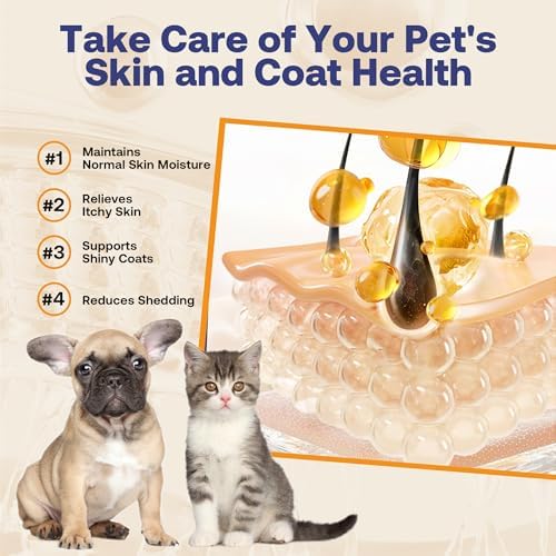 Wild Alaskan Salmon Oil for Dogs & Cats (16oz), Fish Oil Omega 3 Supplements with EPA & DHA for Skin & Coat, Immune, Brain, Joint and Heart Health, Dog & Cat Fish Oil Supplements with Pump