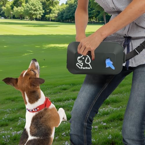 Dog Treat Pouch with Clicker & Poop Bag Holder – Waterproof Silicone, Adjustable Waist Belt for Training & Walking – Puppy Treat Pouch for Pet Training (Black)