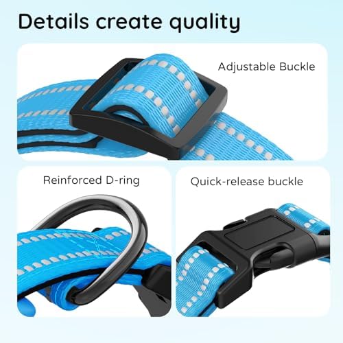 Upgraded AirTag Dog Collar, IP68 Waterproof Holder, Medium Blue