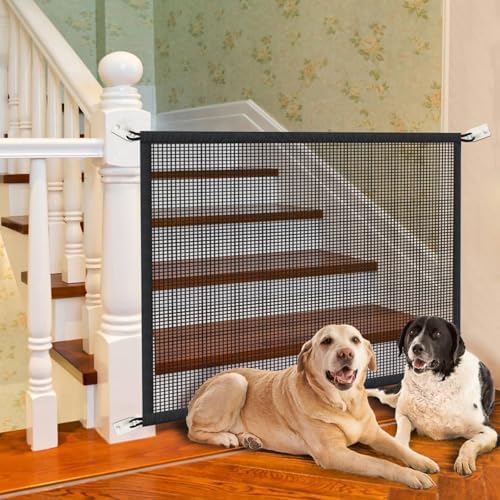 Cupount Dog Screen Mesh Gate for House, Stairs and Doorways, 29 x 38 in | Easy to Install with No Drilling, Fits 32-35 in Openings, Indoor Pet Barrier for Dogs and Puppies