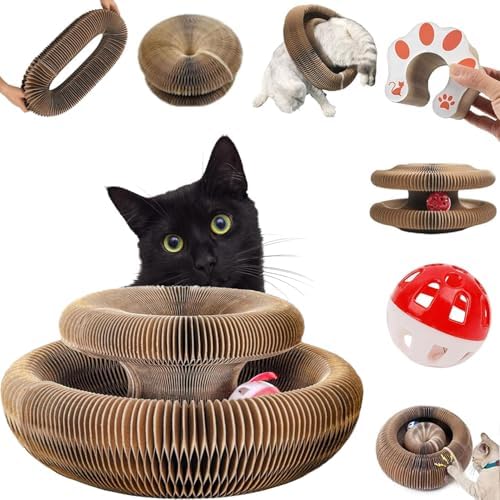Kitty Curlz, Kitty Curlz Cat Toy, Magic Organ Cat Scratching Board, Snufflepaw Accordion for Cats, Interactive Scratch Pad, Recyclable Cat Scratcher.